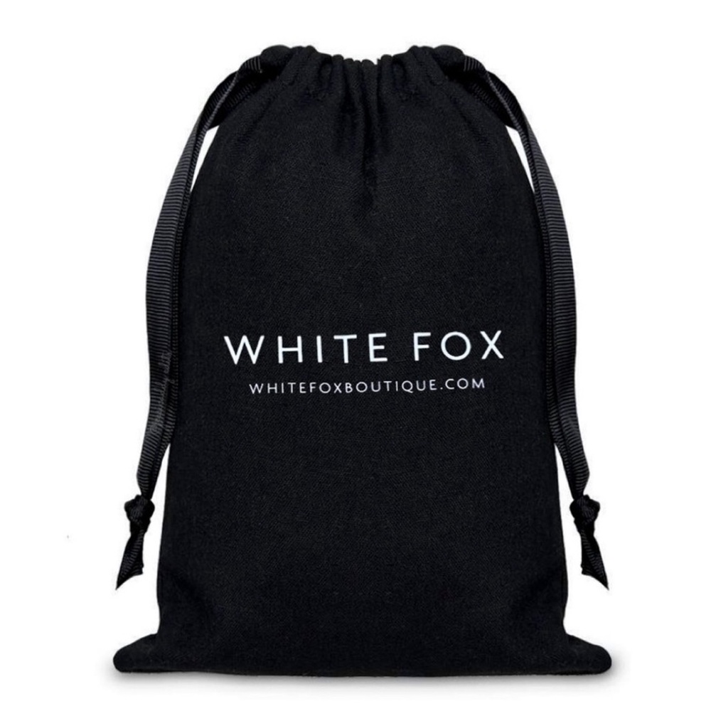 White Fox Boutique Black Drawstring Duster Bag Logo Dust Bag
